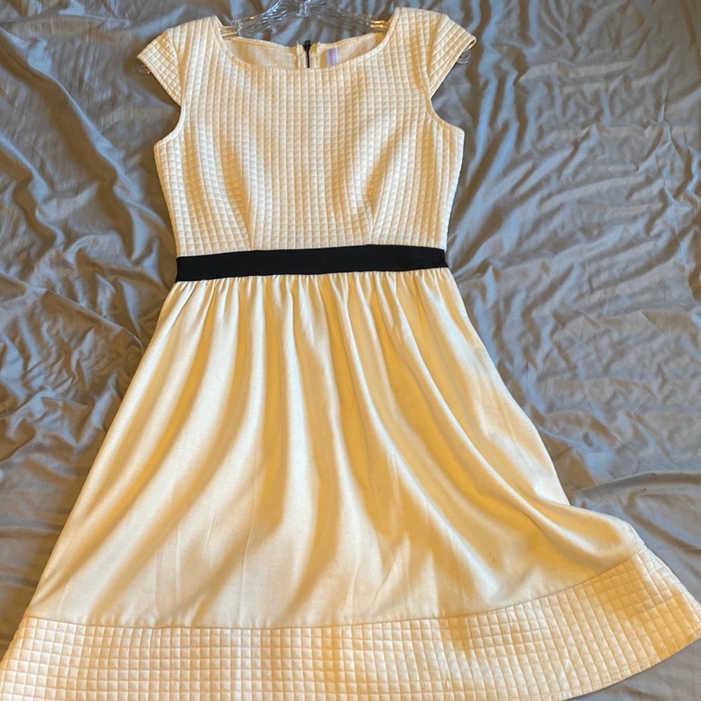 Cream suede quilted dress